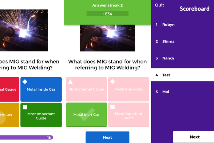 Figure 2. Kahoot! interactive quiz for BMSTU students of welding specialty (complied by contributors).