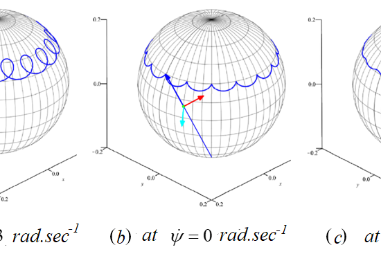 Figure 5. Trajectories of the apex of motion of a body with a fluid, when the fluid and the body rotate as one rigid body under different initial conditions