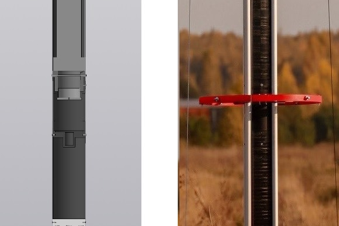 Fig.2. Model of measuring equipment carrier rocket "RN-D1" and a prototype of measuring equipment carrier rocket "RN-D1" at launch