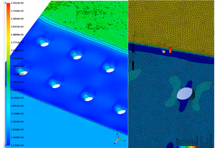 Figure 3 - Distribution of the stress field   in the composite plate, obtained using the SMCM PC (a) and ANSYS PC (b)
