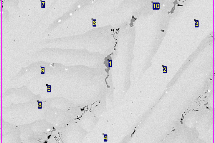 Рис. 3 Фотография микроструктуры поверхности (TiZr0.1)1.1Cr1.1Fe0.6Mn0.6