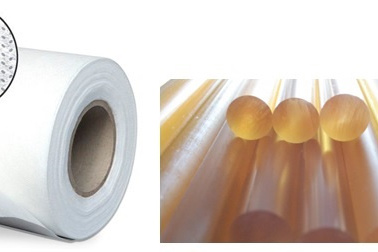 Fig. 4. Filtration membranes (a) [23] and raw materials for electrical products (b) [24] from polyethersulfone