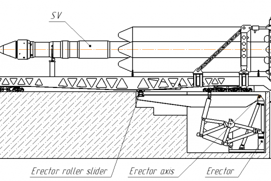 Fig. 2. General view of the verticalization system layout solution #1 (LS #1) for the Yenisei SV