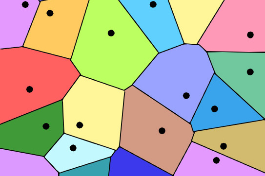 Fig. 2. Voronoi diagram of a random set of points on a plane