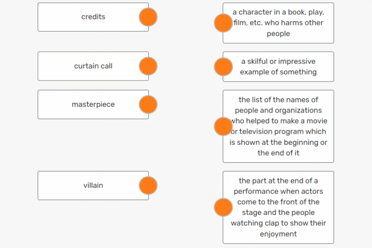 Fig. 2. A word-definition matching task for Sting’s Shape of My Heart